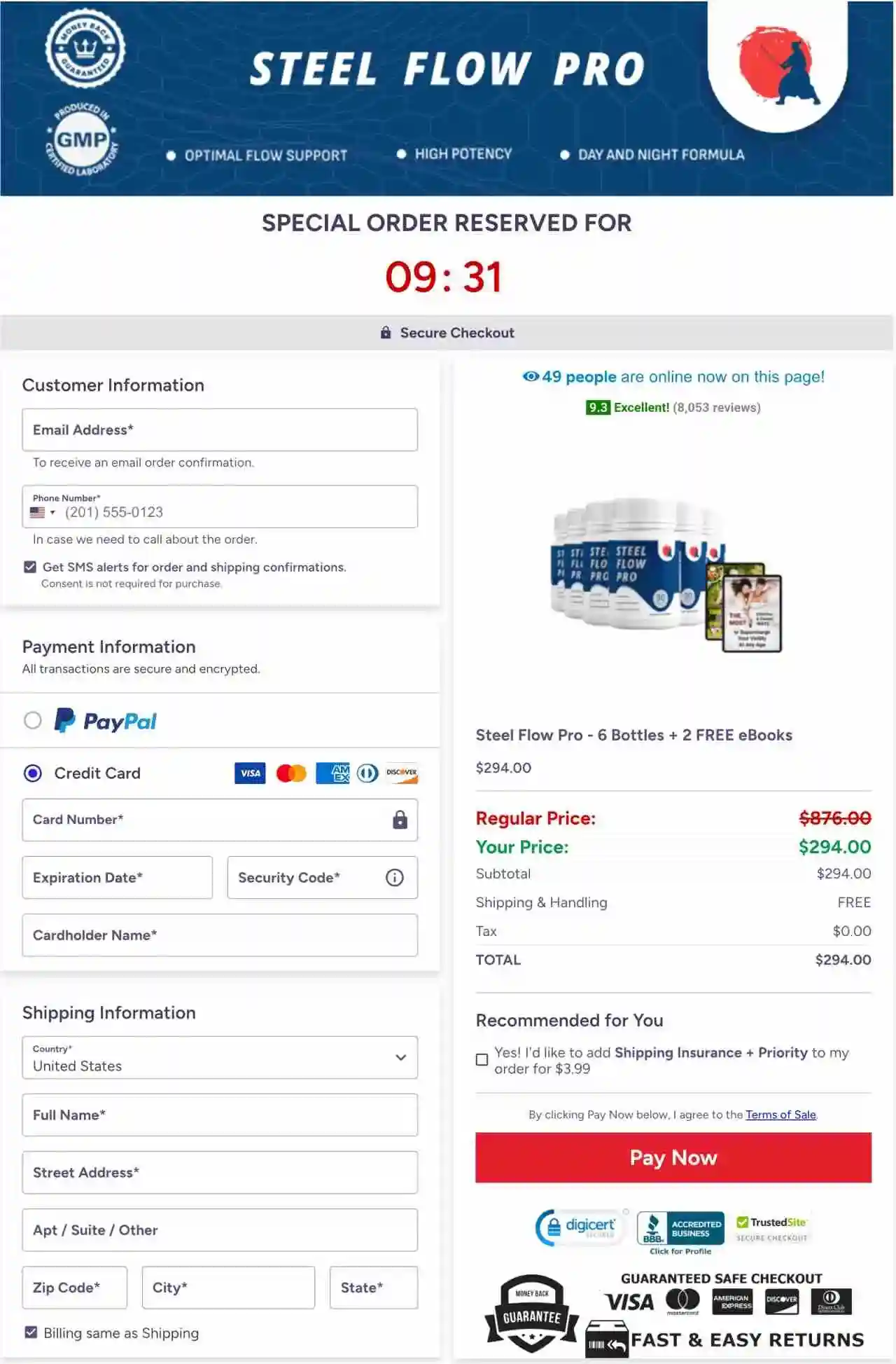 Steel Flow Pro Official Secure Order Page — ClickBank Checkout
